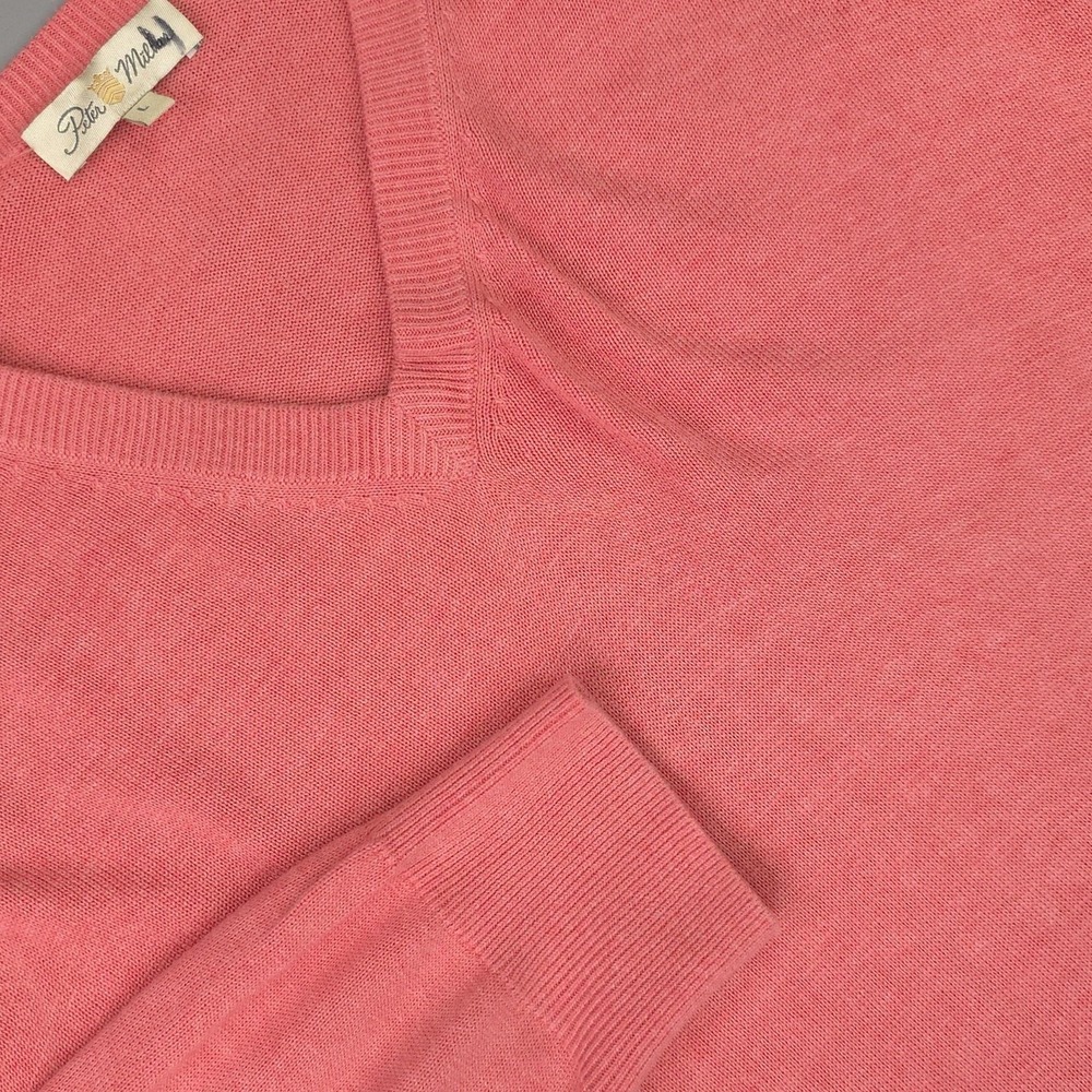 Peter Millar Sweater Mens Large Pink Silk Cotton Cashmere V Neck Lightweight
